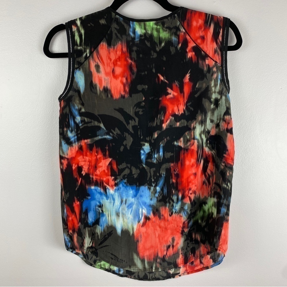 ✨3/$21✨ J. Crew 100% Silk Sleeveless Blouse Abstract Floral Black Red Size 00 - Picture 11 of 11
